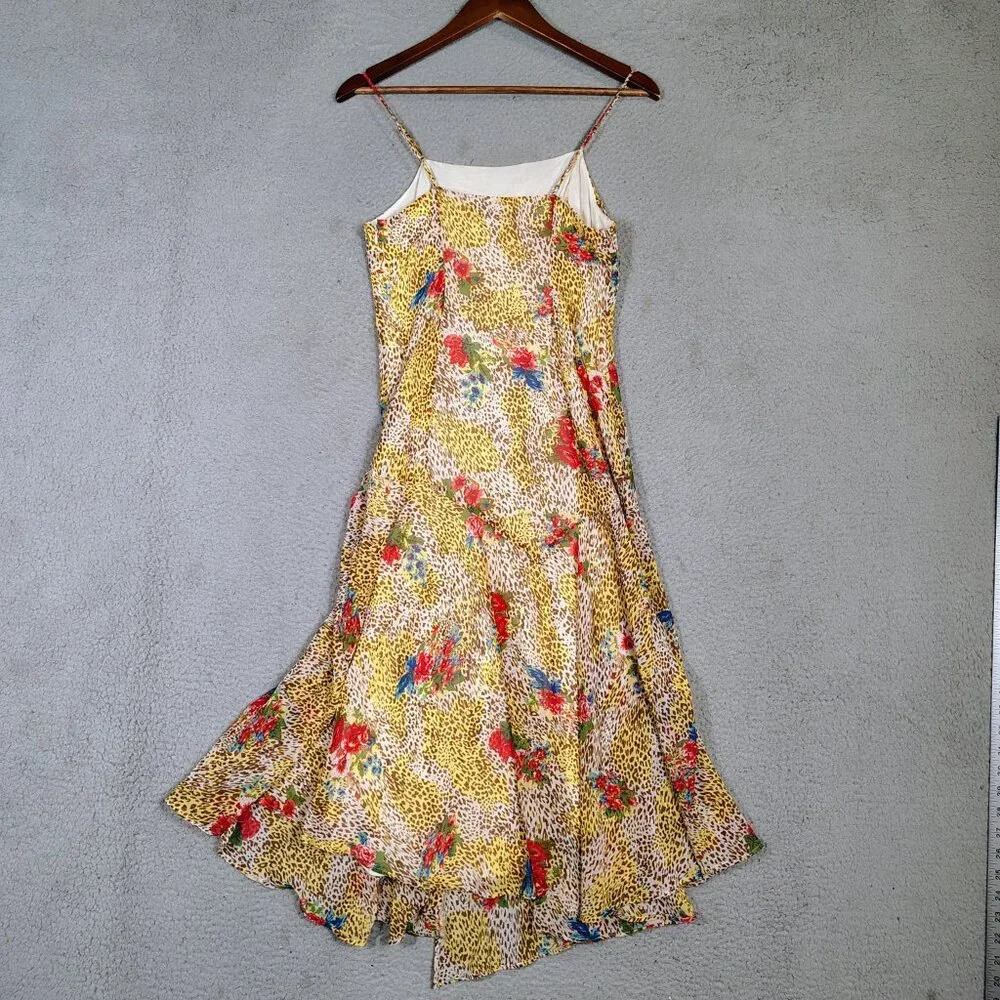 Urban Outfitters Maxi Dress Womens Small Yellow Multi Floral & Leopard Print NWT - Picture 2 of 14
